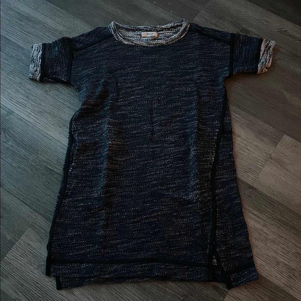 Madewell Black & Gray Short-Sleeve Crewneck Sweater